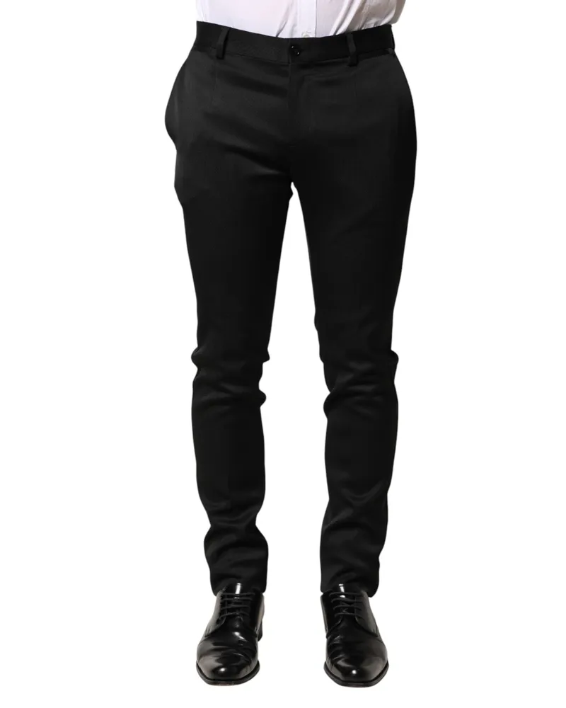 Dolce & Gabbana Men's Viscose Dress Trousers Black Elastane Black