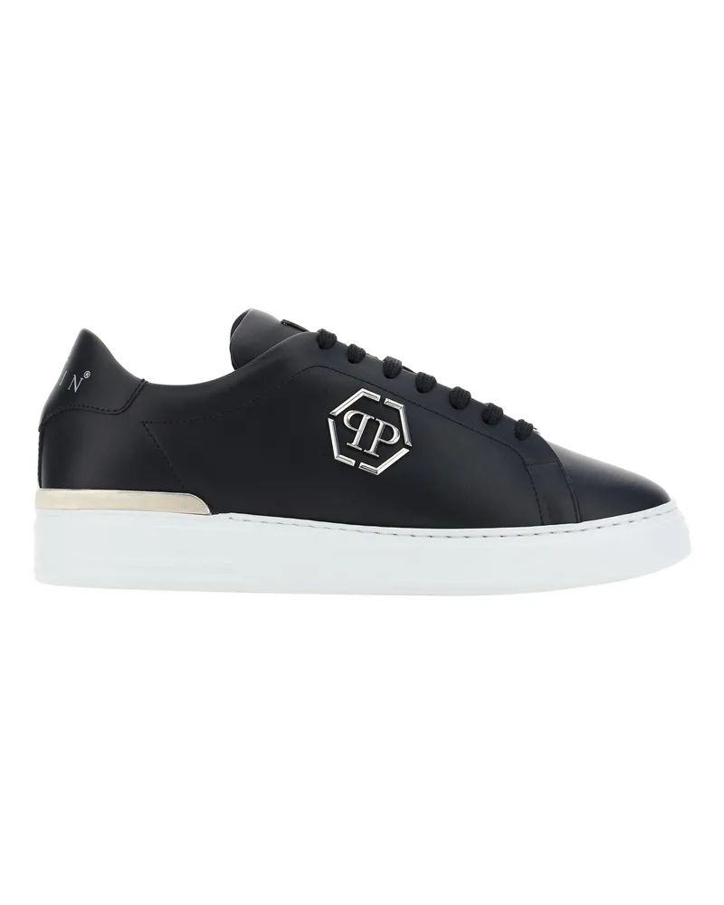 Philipp Plein Men's Low Top Sneakers Hexagon Black Trainers Black