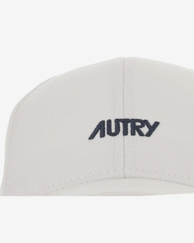 AUTRY Men's Baseball Cap With Logo White Cotton Hat White