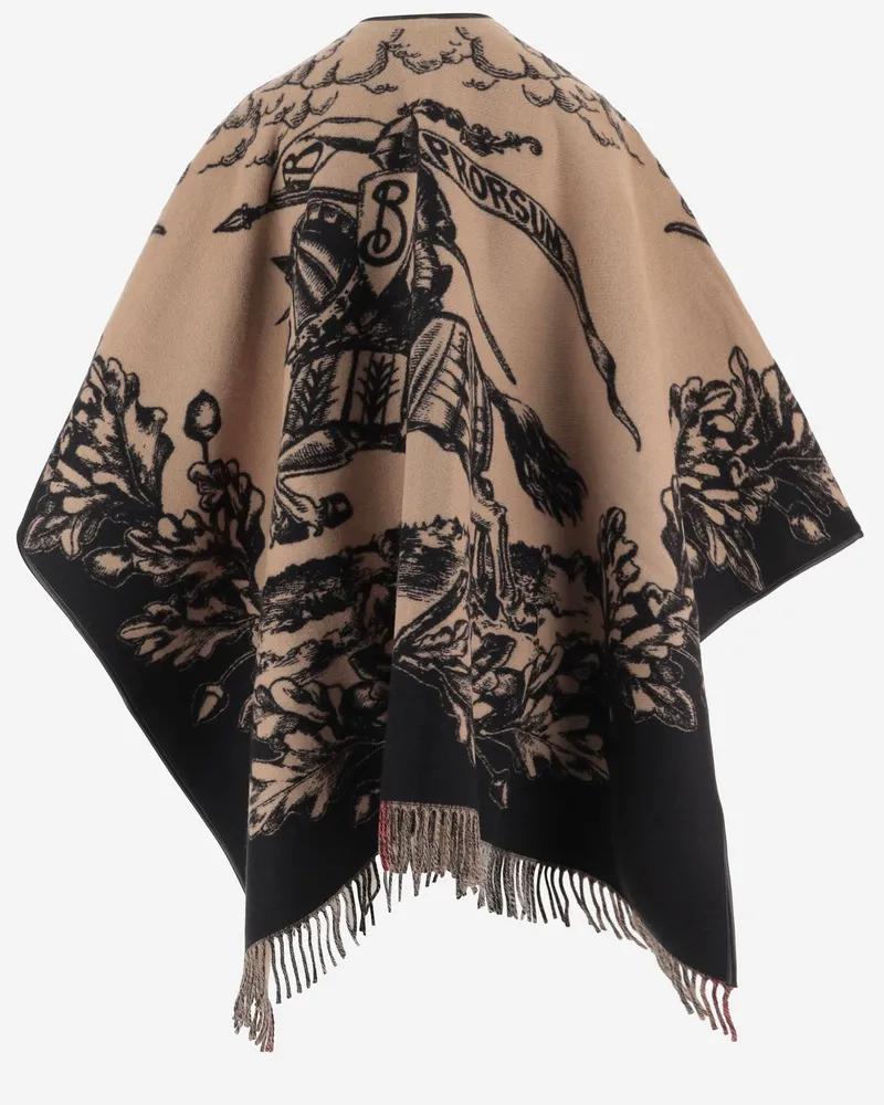 Burberry Women's Wool Cape Reversible Check Archive Beige Capes Jacket Beige
