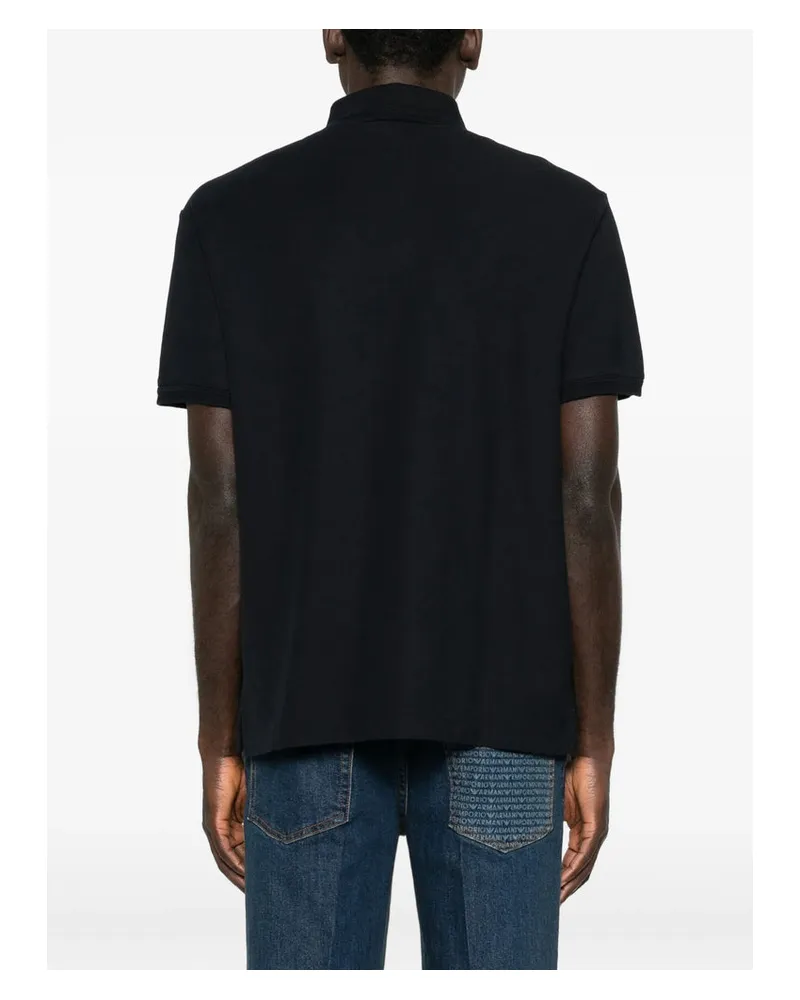 Emporio Armani Logo-Patch Cotton Polo — Black Black