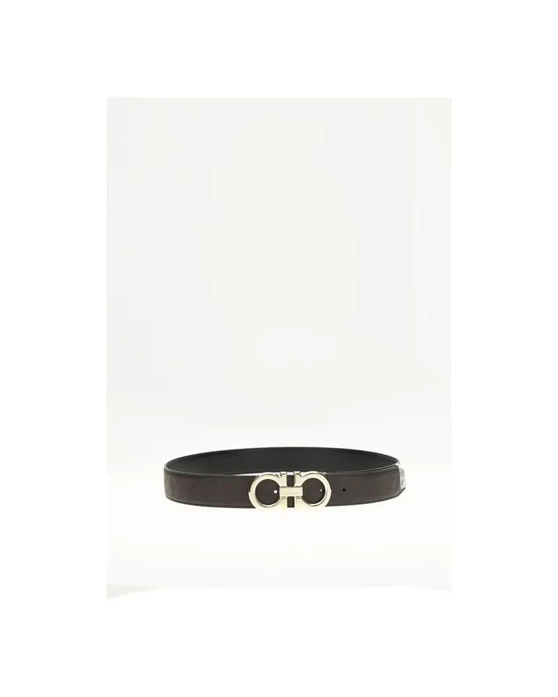 Ferragamo Men's Brown Calf Leather Bos Taurus Regular Belt Brown