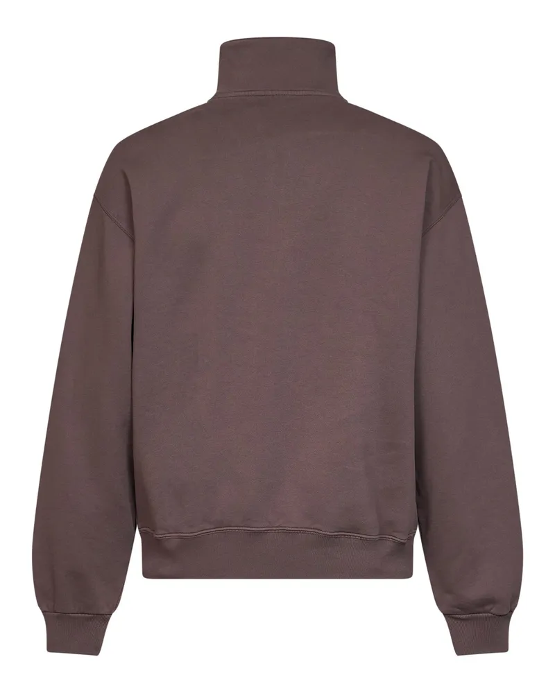 Jacquemus Half-Zip Cotton Sweatshirt — Brown Brown