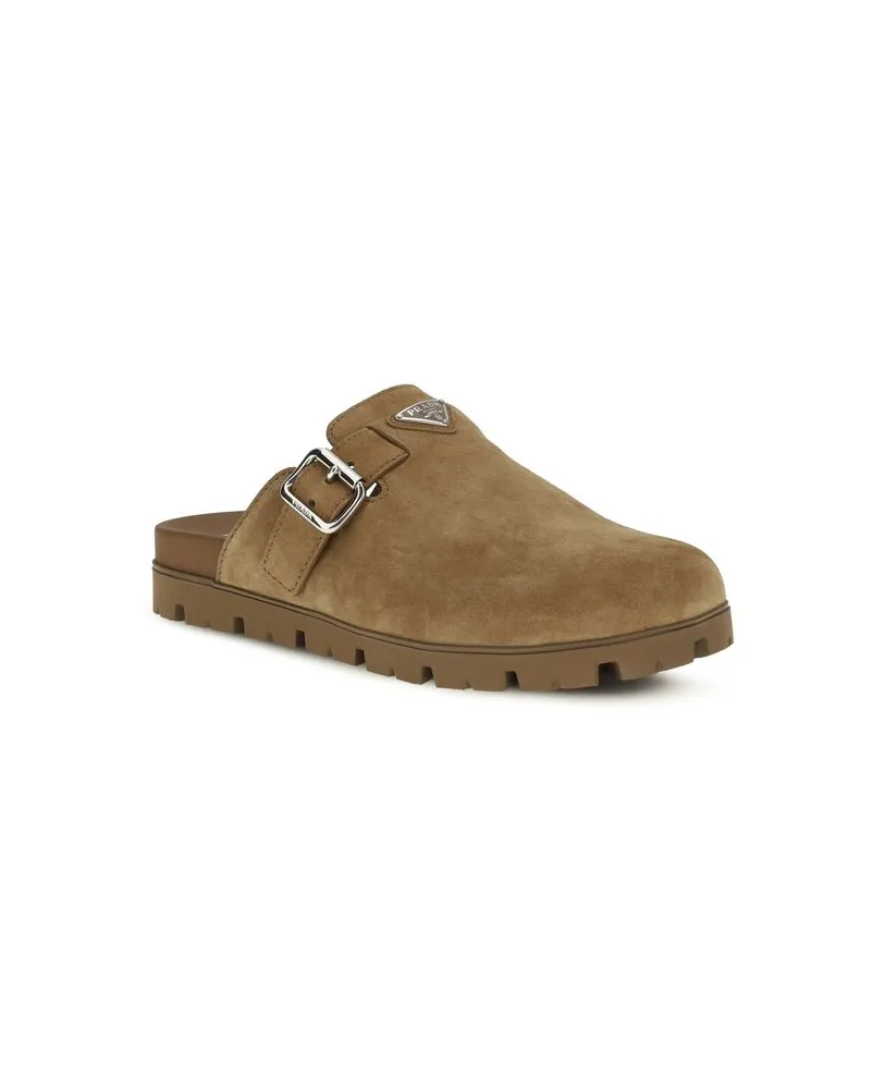 Prada Men's Beige Calf Leather Bos Taurus Mules Beige