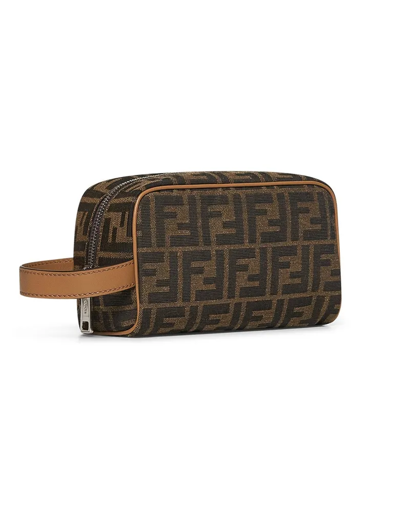 Fendi Men's Toiletry Bag Brown Calf Leather Wallets & Cardholders Brown