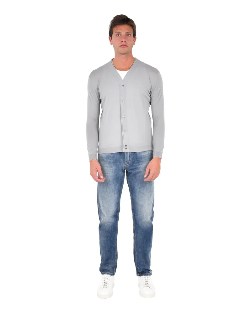 Low Brand Men's Cardigan Grey Wool Cardigans Sweater Gray