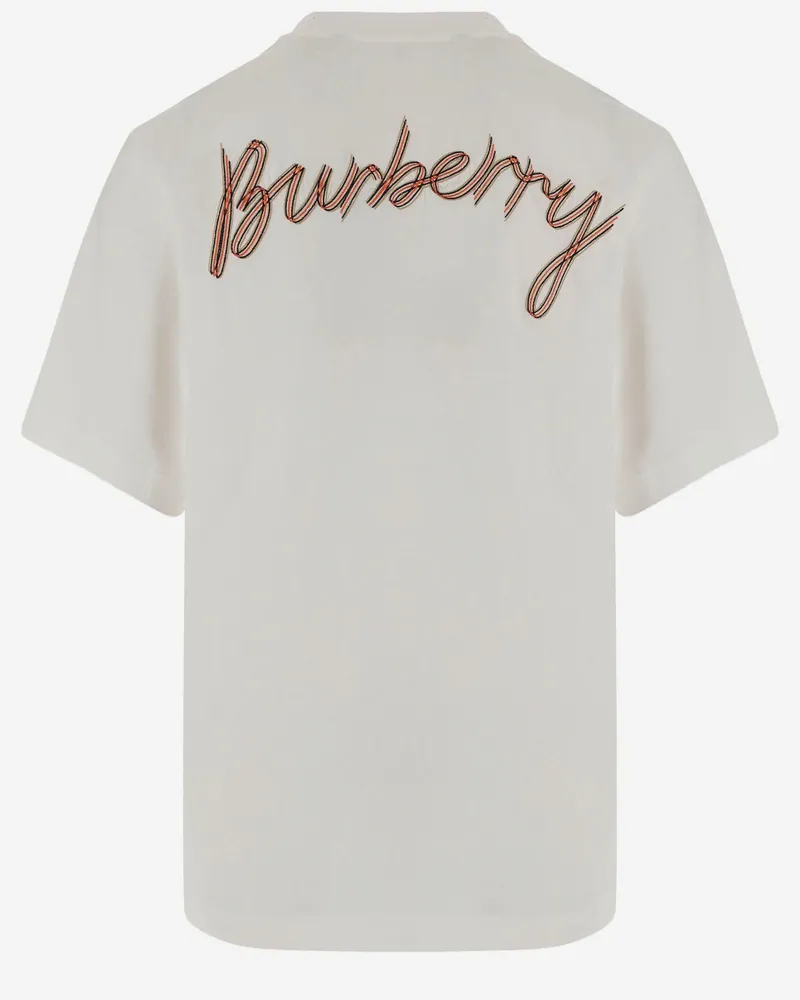 Burberry Logo-Embroidered Cotton T-Shirt — White White