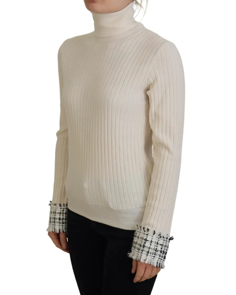 Dolce & Gabbana Women's Virgin Wool Ribbed Turtleneck White Alpaca White