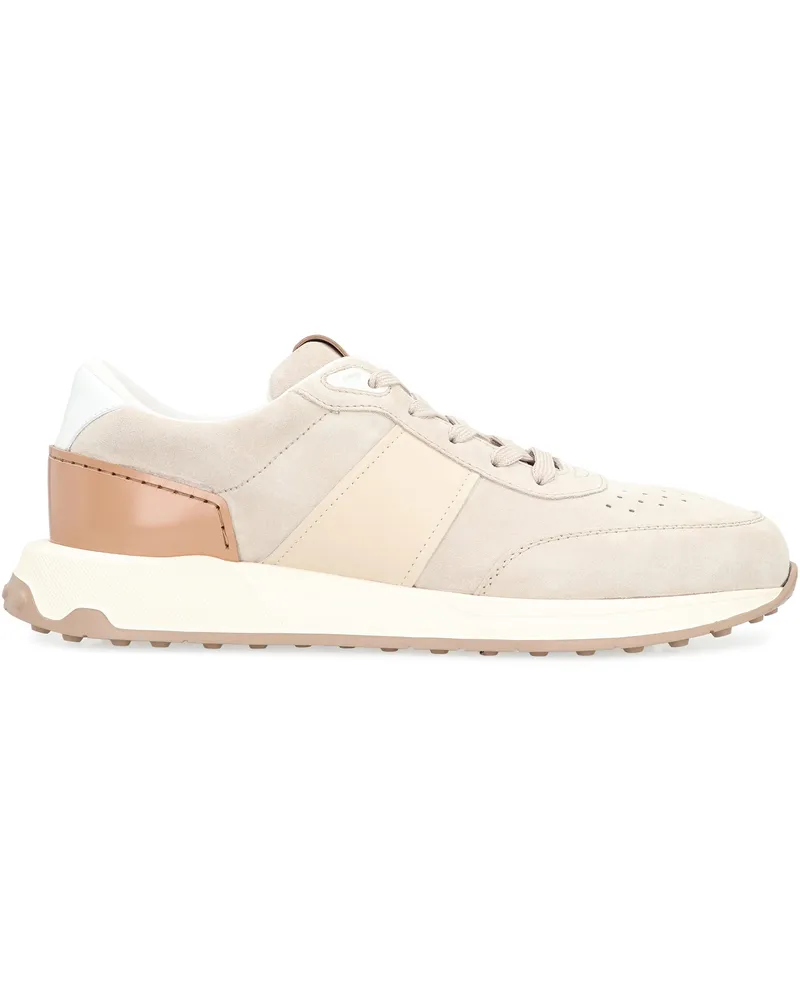 TOD'S Men's Suede Sneakers With Leather Inserts Sand Calf Trainers Beige
