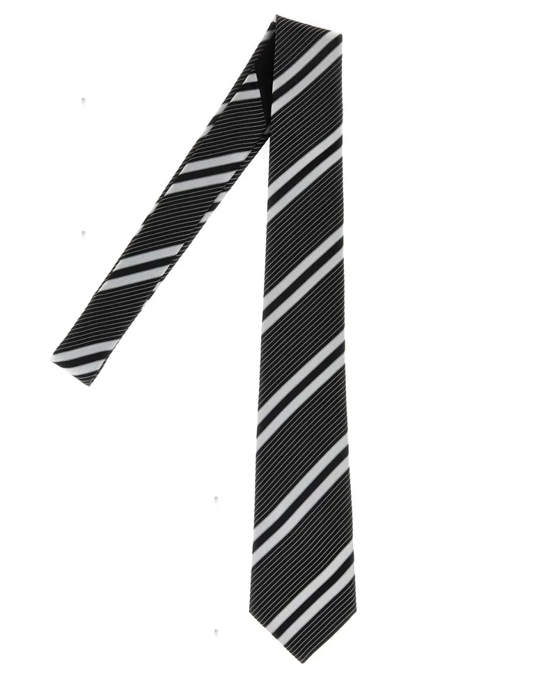 Saint Laurent Men's Embroidered Jacquard Tie Offwhiteblack Exterior: Silk Lining: Cravatte E Papillon Ties Black
