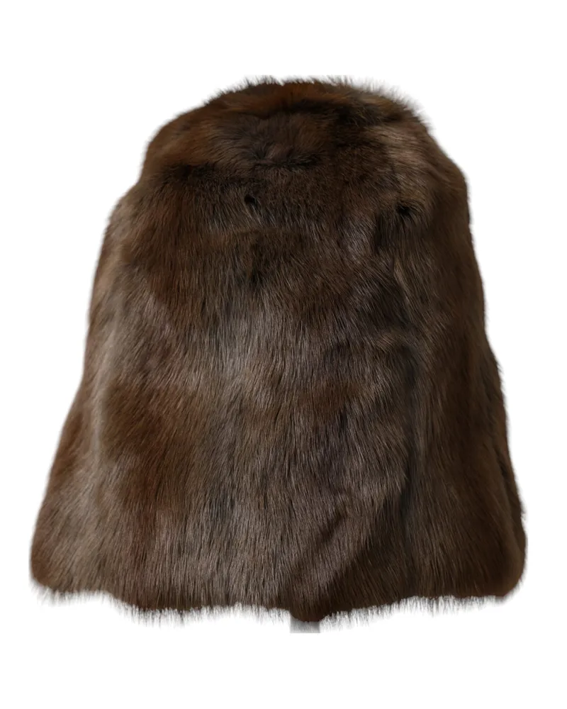 Dolce & Gabbana Brown Weasel Fur Womens Cashmere Hat Beanie Brown