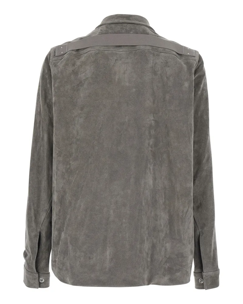 Rick Owens Men's Jacket Brad Suede Grey Coat Gray