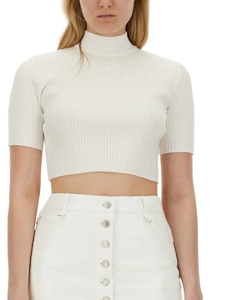 Courrèges Viscose Blend Crop Top — White White