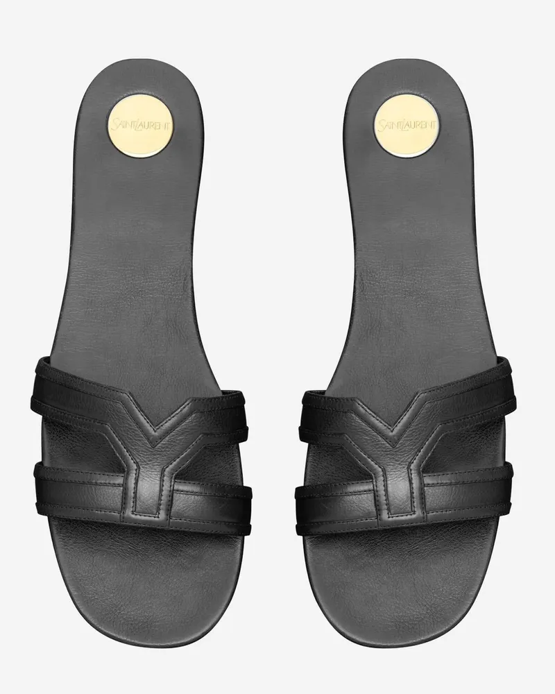 Saint Laurent Women's Leather Sandals Black Calf Black