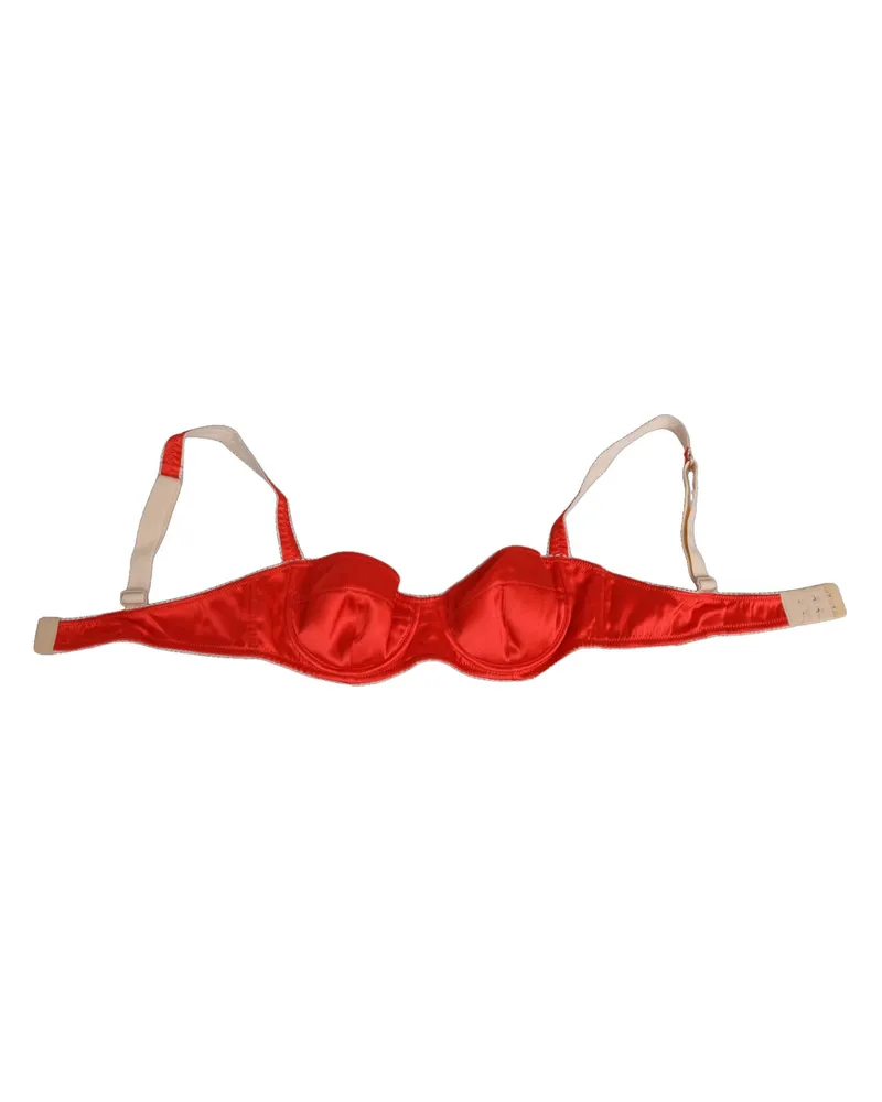 Dolce & Gabbana Women Red Silk Satin Underwire Bra Semi-Pad Underwear Elastane Clothing Red