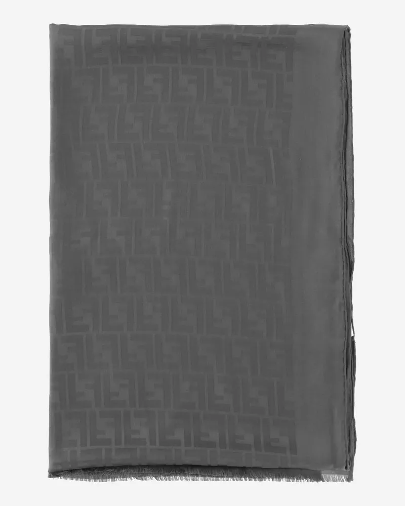 Fendi Women's Silk Scarf Anthracite Scarfs Gray