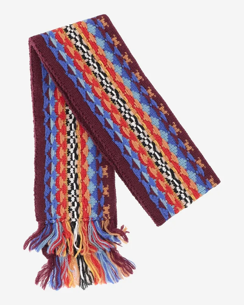 Dries van Noten Women's Scarf Bordeaux Wool Scarfs Burgundy