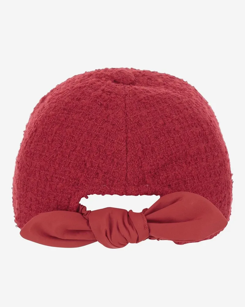 Patou Women's Baseball Cap Tweed Wool Red Hat Red