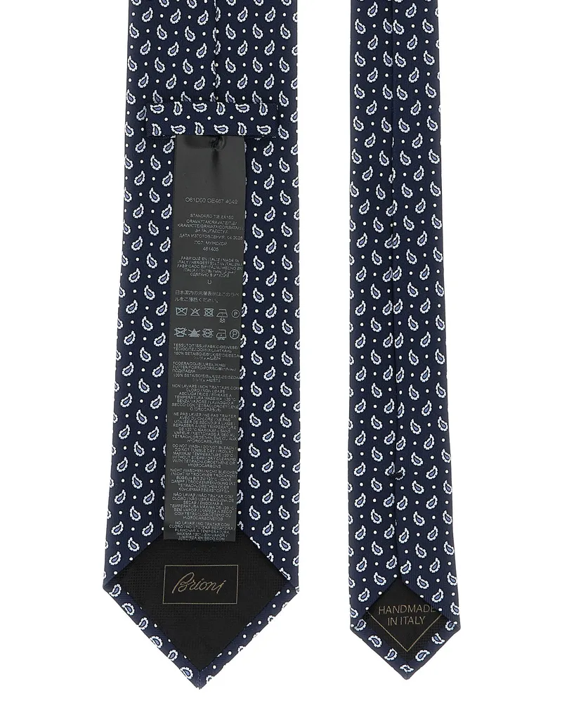 Brioni Men's Blue Silk Tie Navy