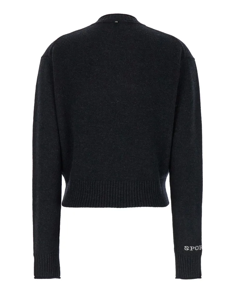 SPORTMAX Women's Black Crewneck Sweater With Logo Lettering Wool Tops Top Black