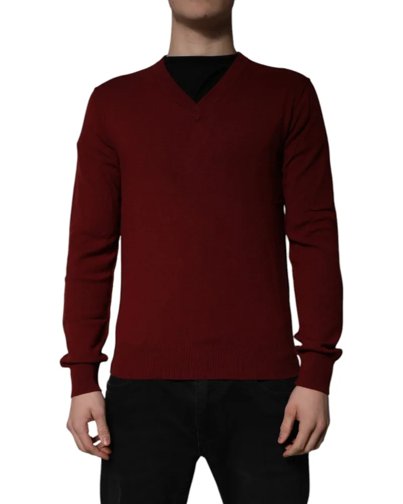 Dolce & Gabbana Cashmere V-Neck Sweater — Red Red