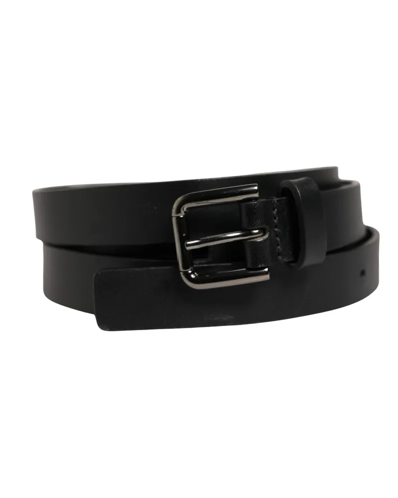 Dolce & Gabbana Men's Black Double Strap Leather Silver Buckle Belt Calf Black