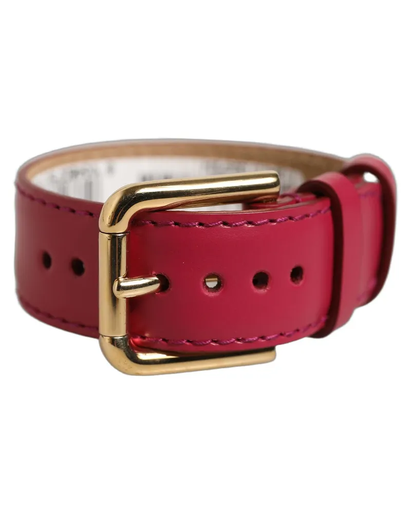 Dolce & Gabbana Women's Red Calfskin Leather Gold Buckle Belt Strap Bracelet Calf Red