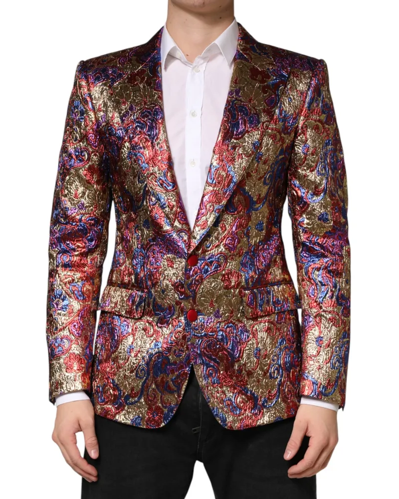 Dolce & Gabbana Men Multicolor Jacquard Single Breasted Blazer Clothing Multicolor