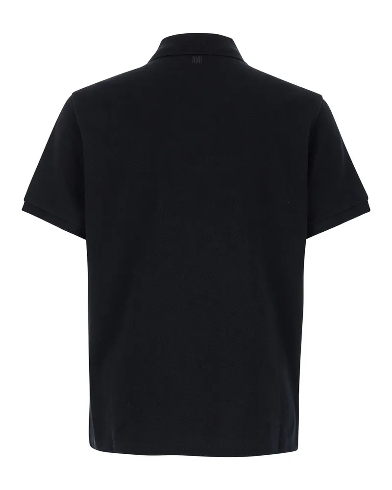 AMI Paris Men's Polo Shirt Black Cotton Organic T-Shirts And Polos 