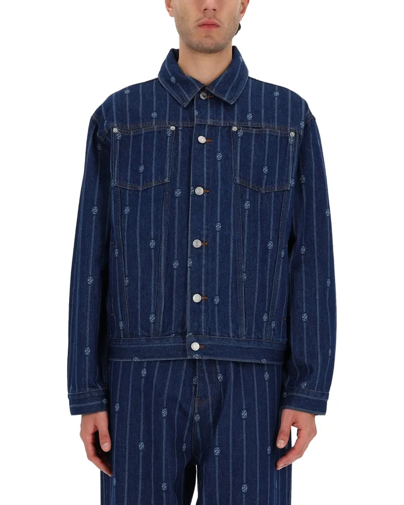 Drôle de Monsieur Monogramme Denim Jacket — Blue Blue