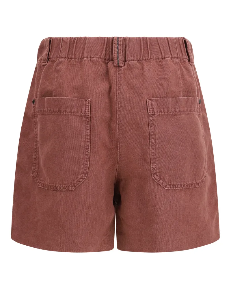 Brunello Cucinelli Women's Linen Shorts Red Pear Cotton; Bermuda Red