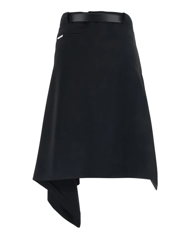 ATTICO Women's Skirt With Waist Belt — Black Wool Black