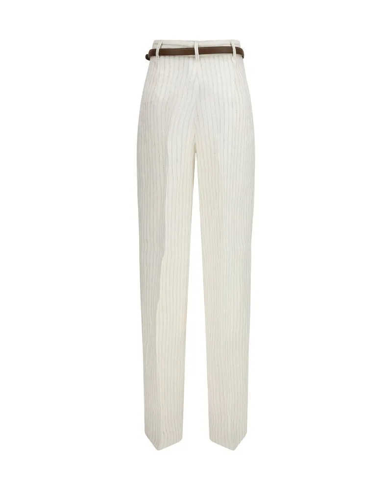 Max Mara Women's Beige Linen Casual Pants Beige