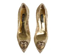 Taormina Lace with Jeweled Heart Pump — Gold