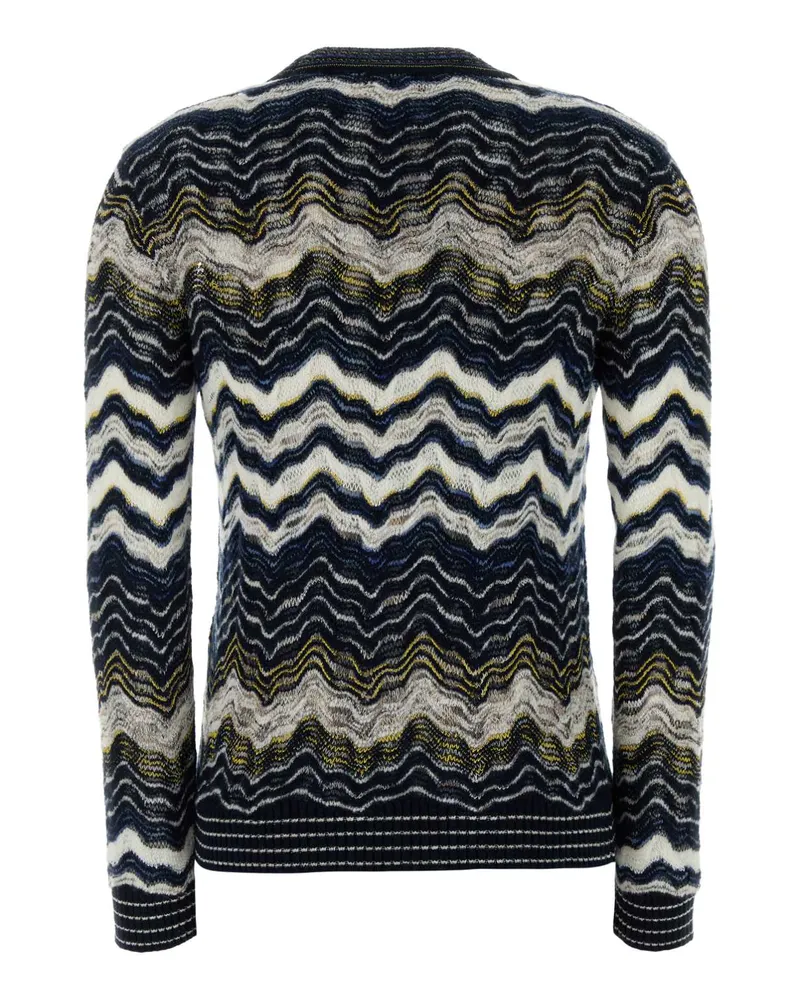 Missoni Women's Embroidered Stretch Wool Blend Sweater Multiblu Maglieria Navy