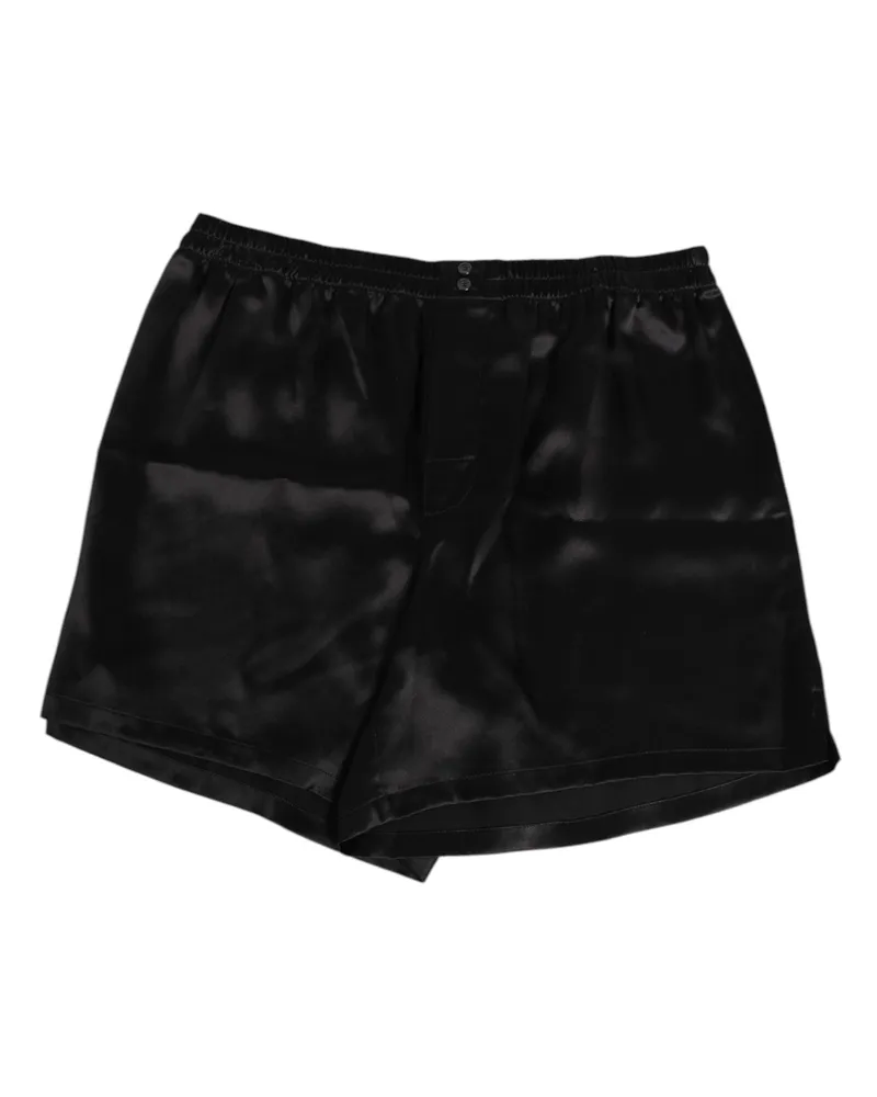 Dolce & Gabbana Black Silk Satin Elastic Men Boxer Short Swimwear Black