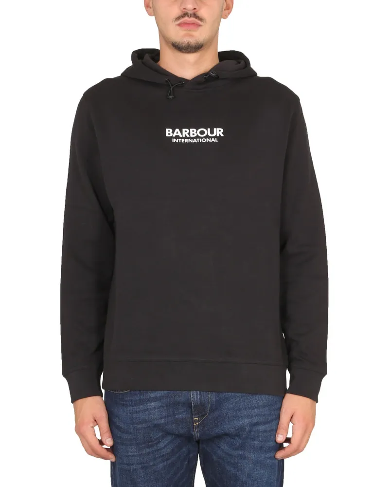 Barbour Hooded with Drawstring Sweatshirt — Black Black