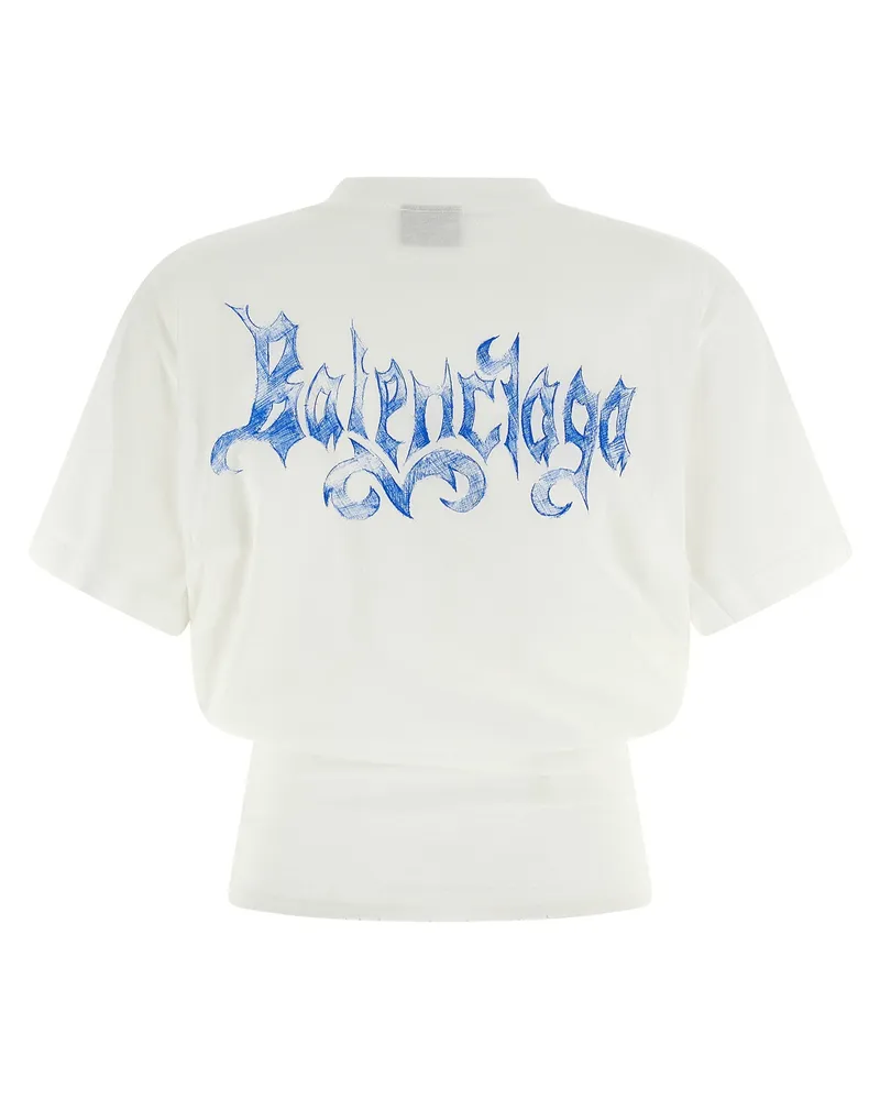 Balenciaga Sketchy Logo Print T-Shirt — white White