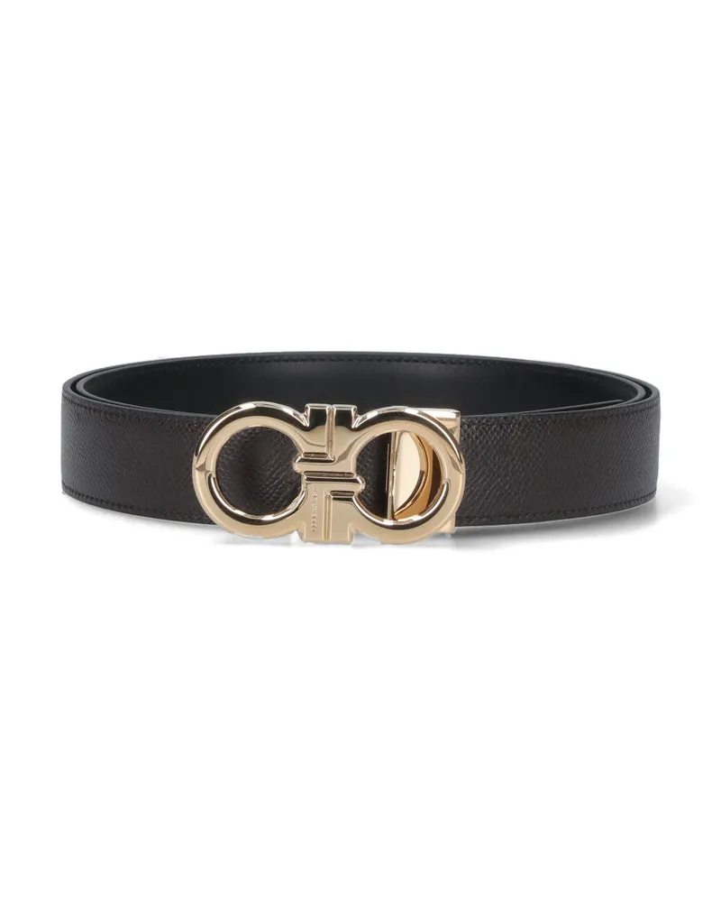 Ferragamo Men's Belts Black Calf Leather Black