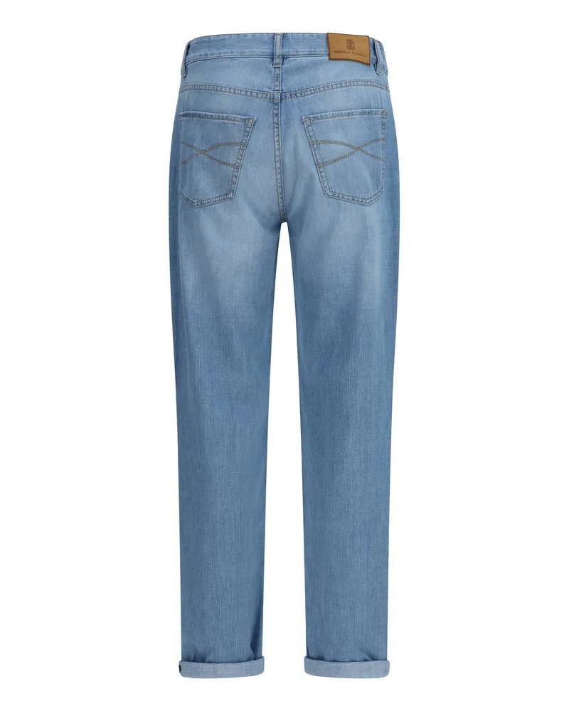 Brunello Cucinelli Distressed Cotton Denim Jeans — Blue Blue