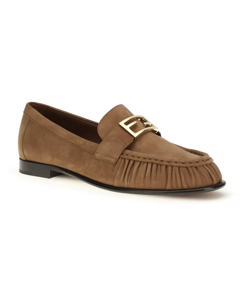 Fendi Women's Suede Loafers Sellier Brown