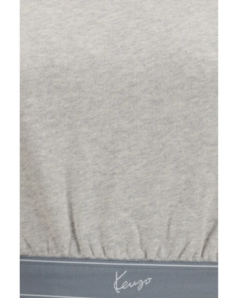 Kenzo Women's Sweatshirt Cropped Pale Grey Cotton Sweatshirts Sweater Gray