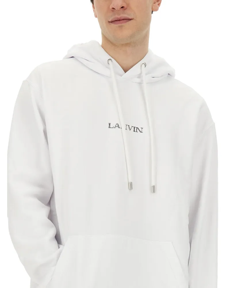 Lanvin Logo-Embroidered Cotton Sweatshirt — White White