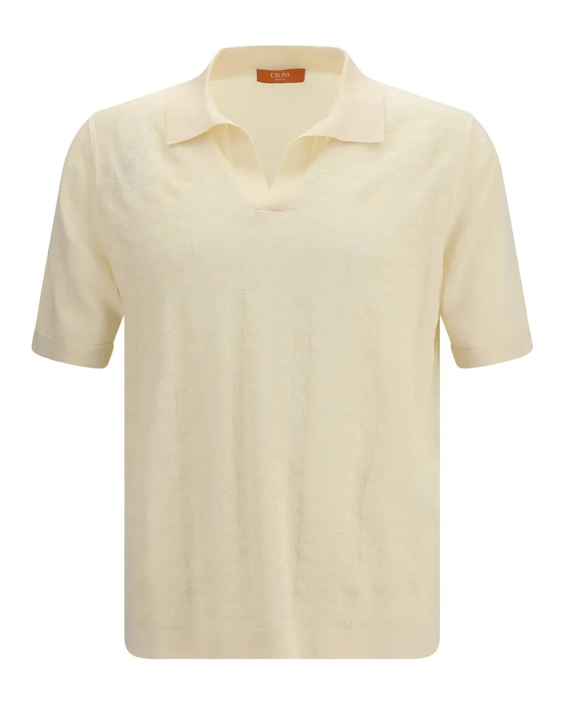 CRUNA Men's T-Shirt Levanti V-Neck Cream Cotton Polo Shirts T-shirts And Polos Beige