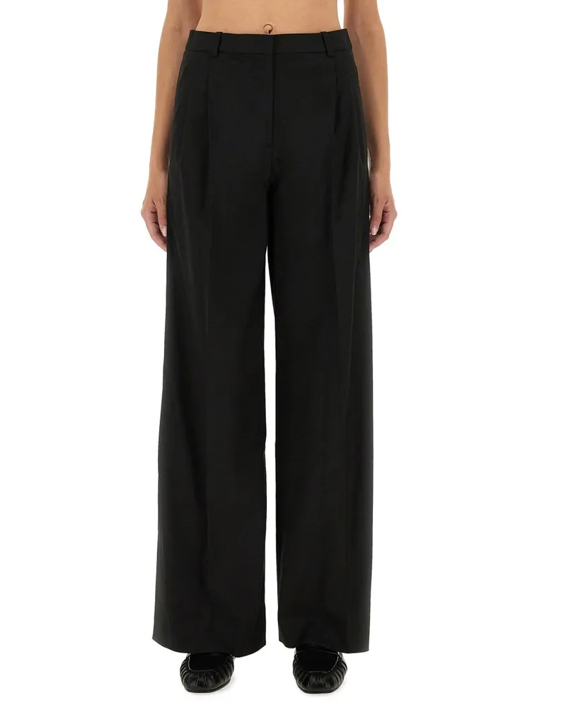 The Garment Straight Wide Fit Trousers — Black Black