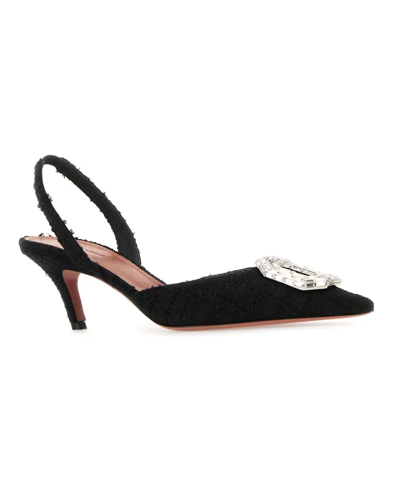 Amina Muaddi Cameliasling60tweed Bla Scarpe Con Tacco High Heel Shoes Black