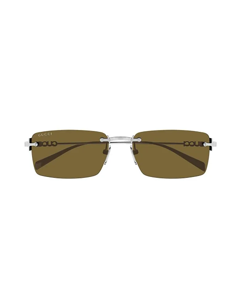 Gucci Unisex Sunglasses Black Metal Brown