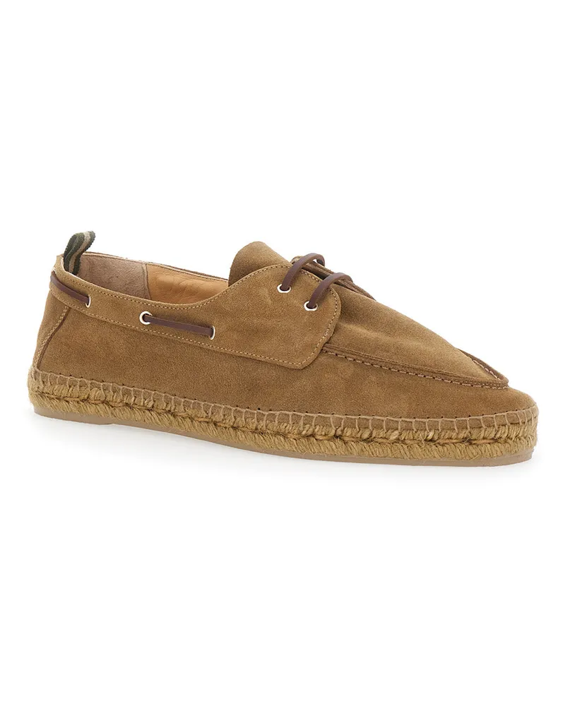 Castañer Men's Espadrilles Brown Suede Calf Leather Shoe Brown