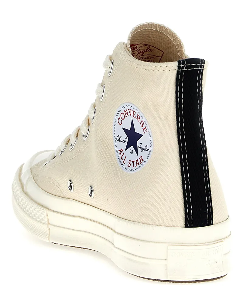 Comme des Garçons Heart-Print Canvas High-Top Sneaker — Cream Cream