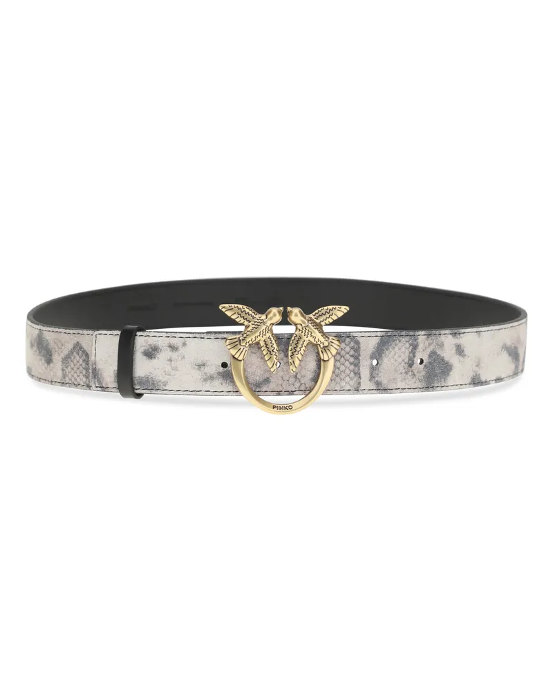 Pinko Women's Python Print Belt Avorio-Nero-Beige-Antique Gold Cattle Hair E Braces Avorio/nero/beige-antique Avorio